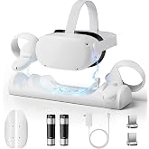 Magnetic Charging Dock for Meta Quest 2, Fast Charging Station LED VR Stand | Charging Stand for Meta Quest 2 Equipped with 2000mAh Rechargeable Batteries, Supports 3-hour full Charging with LED Light
