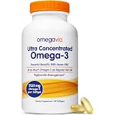 OmegaVia Ultra Concentrated Omega 3 Fish Oil, EPA DHA 1135 mg (60 Softgels) | 3x More Omega-3 in One Pill, Burp Free Omega 3 Supplement for Women &amp; Men, Triglyceride Form, Brain &amp; Joint Support