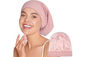 Zenssia Women's Pink Silk Bonnet for Sleeping, Curly Hair, Adjustable Strap, All Night Stay On