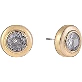 Daisy Fuentes Gold Tone Round Stud Earrings with Center CZ Stone