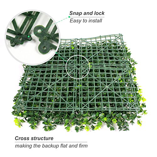 ULAND Artificial Hedges Panels, Outdoor Greenery Ivy Privacy Fence Screening, Home Garden Wedding Decoration (6, A019 Light Green) - Thumbnail 3