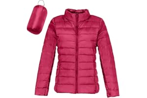 GOSEAGOTOFUN Packable Down Jacket for Women Lightweight Winter Down Jackets Zipper Warm Puffer Jacket No Hood Slim Fit Coat
