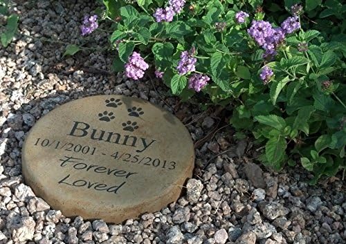 Personalized Engraved Pet Memorial Step Stone 7.5" Diameter 'Forever Loved