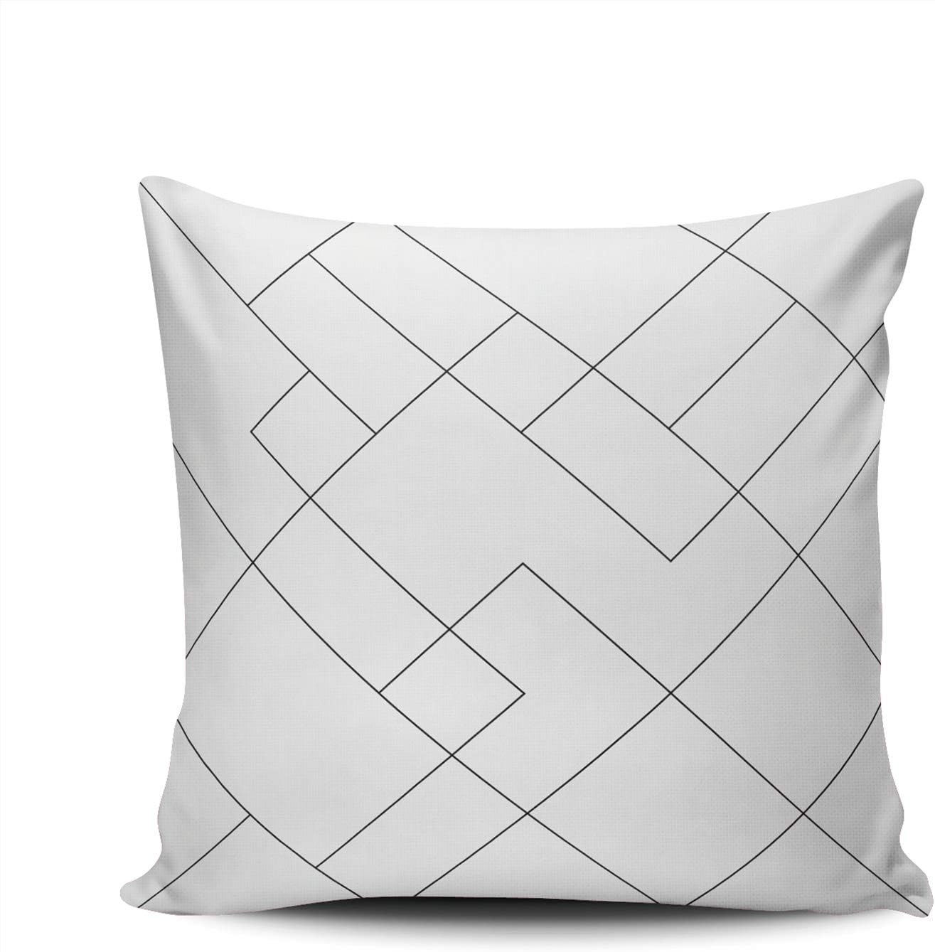 SALLEING Custom Fashion Home Decor Pillowcase Geometric Simple Black and White Diagonal Thin Lines European Throw Pillow Cover Cushion Case 26x26 Inches Double Sided Print