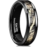 King Will 6mm Mens Black Camo Tungsten Carbide Ring Camouflage Comfort Fit Wedding Band 11.5