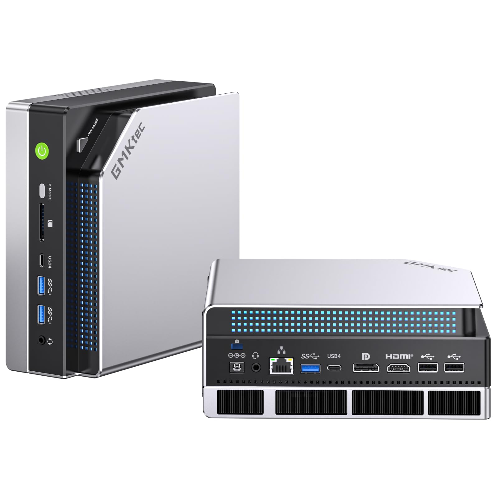 GMKtec AI Mini PC Ryzen Al Max+ 395 (up to 5.1GHz) Mini Gaming Computers, 128GB LPDDR5X 8000MHz (16GB*8) 2TB PCIe 4.0 SSD, Triple Screen 8K Display, WiFi 7 & USB4, SD Card Reader 4.0 EVO-X2