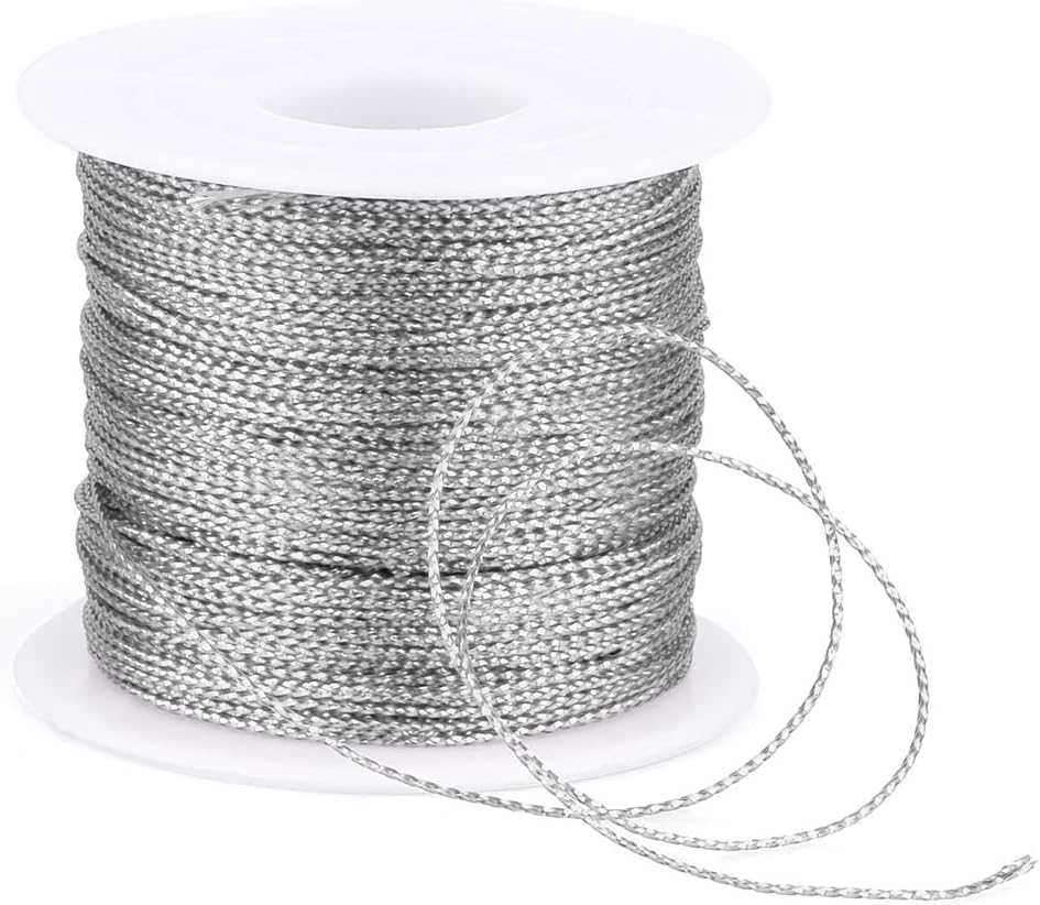 jijAcraft 100M Silver Twine String: 1mm Metallic Thread with Coil, Silver Cord String for Christmas Jewelry Making - Image 3