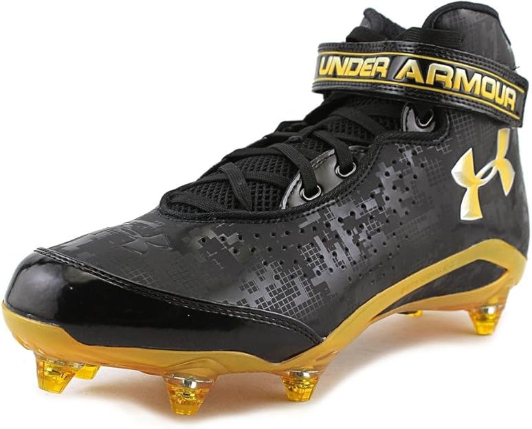 Under Armour Run N Gun D Men US 12 Black Cleats Shoes
