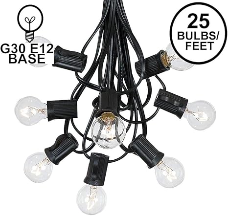 G30 Patio String Lights With 25 Globe Bulbs Garden Hanging