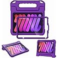 A ADENK Kids Case for iPad Mini 7th&6th Generation 8.3-inch 2024/2021 Release, with Built-in Screen Protector, Shockproof Lightweight Handle Stand Case for iPad Mini 8.3" Latest Cover (Purple)