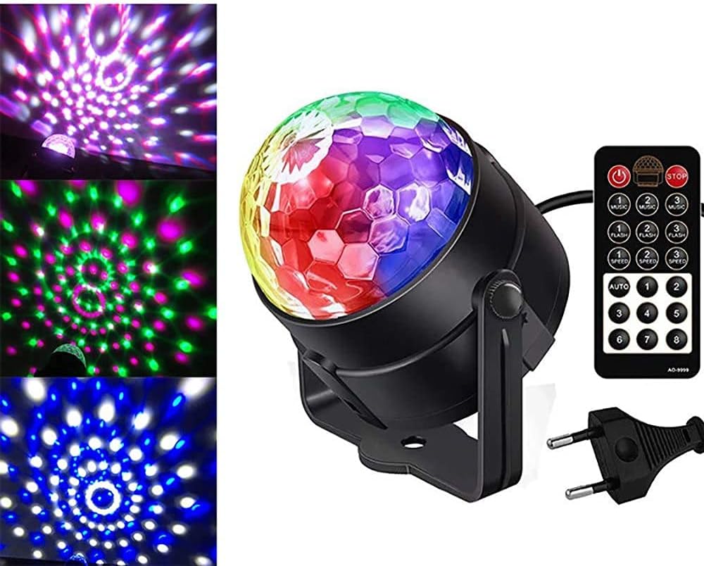Disco Ball Stage Lamp, Mini Disco Light RGB LED Spotlight Effect DJ Spot Ball Crystal Disco