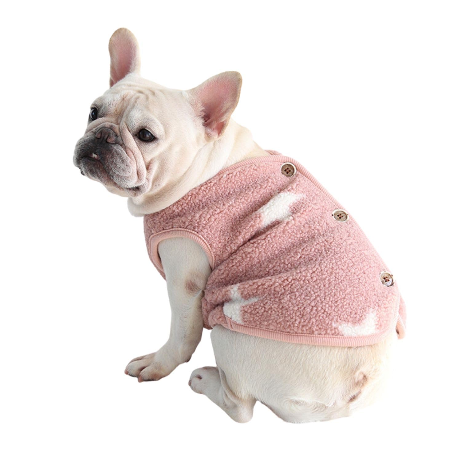 BT Bear Fat Dog Clothes,Dog Big Chest Polar Fleece Pet Winter Warm Coat Jacket for Cats Small Dogs Medium Dogs Pug French Bulldog (M,Pink)