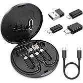 Yesimla USB C to Micro USB Adapter Kit, USB C to USB 3.0 OTG Adapter | 6 in 1 USB C Charger Cable Travel Kit,Type C to iOS Converter Set with 1Ft 65W Fast Charging Cable, Eject Pin &amp; Card Storage