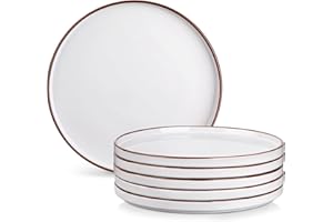 vancasso Dinner Plates Set of 6－10.5 Inch White Ceramic Plates, Microwave, Oven and Dishwasher Safe, Scratch Resistant Modern Rustic Style Stoneware Dishes for Kitchen
