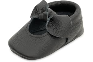 BirdRock Baby Bow and Knot Moccasins - Genuine Leather Baby Girl Shoes