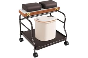 AreMOLO Foot Trolley, Indoor Foot Chair Trolley Pedicure Footrest Stool Cart with Swivel Casters, Portable Foot Rest Cart Stand for Salon Nail Foot Bath Spa, 19.69*16.54*18.5Inch, Capacity 39.7lbs