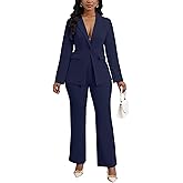 Womens 2 Piece Pant Suits Dressy Blazer Jacket Flare Pants Set Casual Business Suiting Formal Work Office Outfits