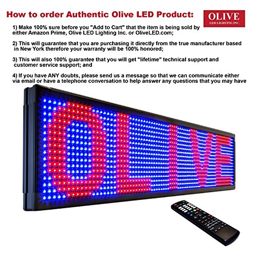 OLIVE LED Sign 3Color, RBP, P20, 15"x78" IR Programmable Scrolling Outdoor Message Display Signs EMC - Industrial Grade Business Ad machine. - Thumbnail 2
