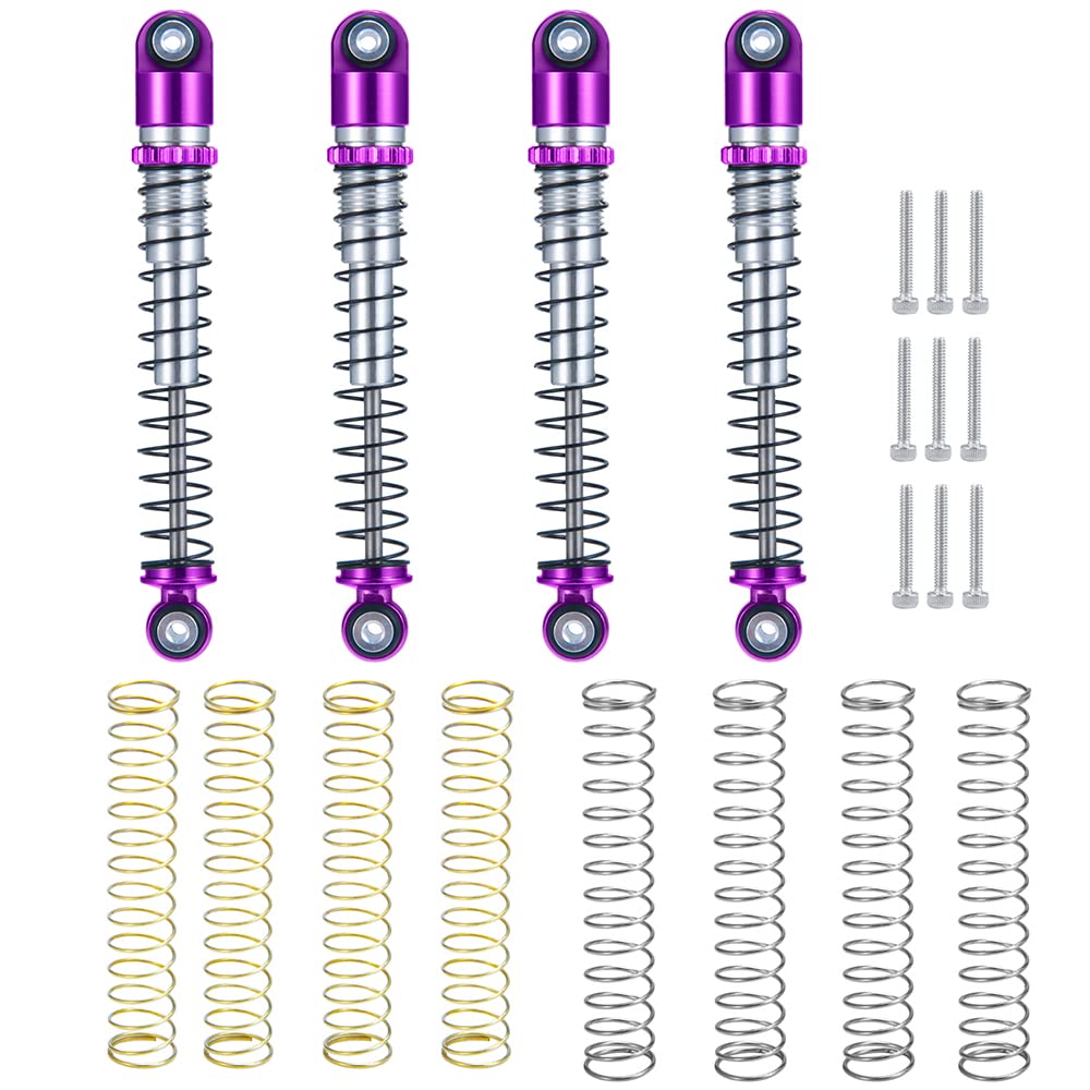 Photo 1 of RC-Hub 4Pcs Aluminum Shock Absorber Damper 48mm for 1/24 Axial SCX24 90081 Deadbolt AXI00001 AXI00002 AXI00004 AXI00005 AXI00006 RC Crawler Car(Purple+Black)