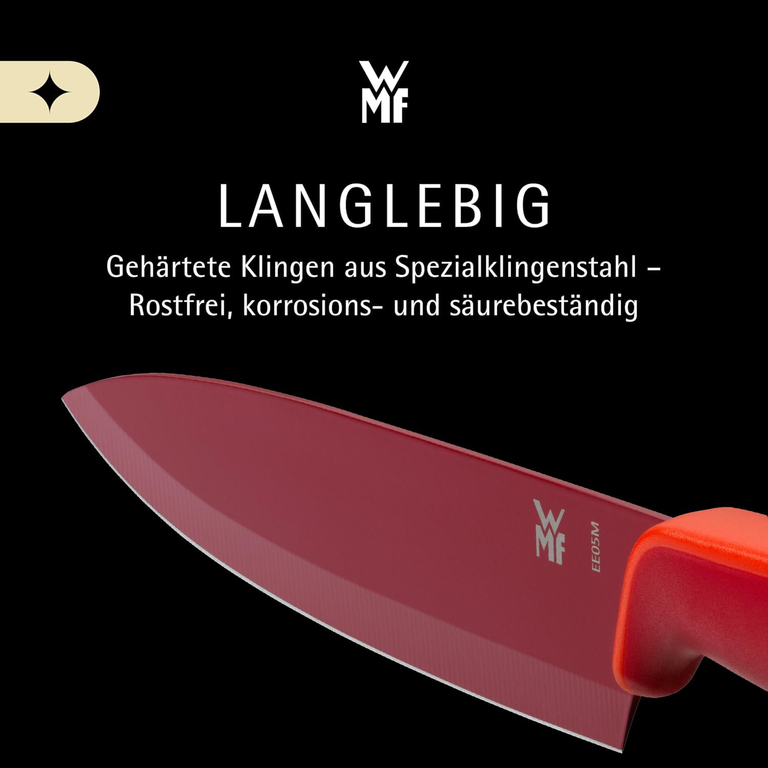 WMF Touch Messerset 2-teilig – scharfes Küchenmesser-Set aus Spezialklingenstahl, antihaftbeschichtet und ergonomisch geformt, mit Schutzhüllen, bestehend aus Kochmesser und Gemüsemesser, rot 3