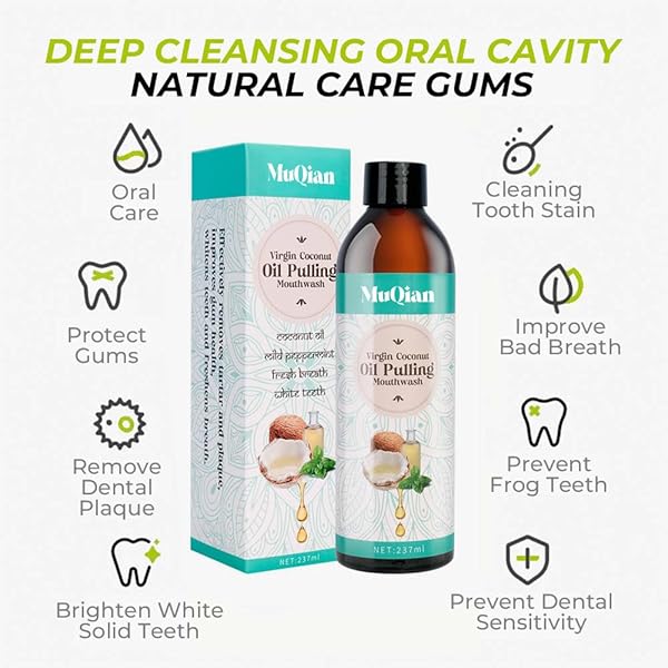 COCONUT OIL PULLING ALCOHOL FREE MOUTHWASH FOR FRESH BREATH, WHITE TEETH & HEALTHY TEETH & GUMS
