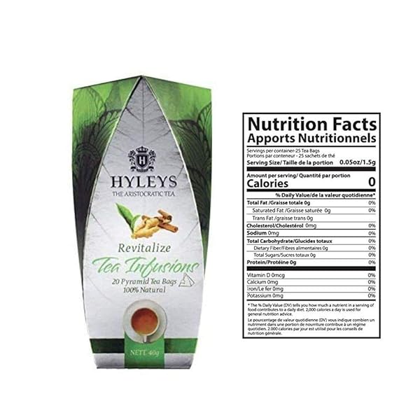 HYLEYS GREEN TEA WITH CARDAMOM BLACK PEPPER & CINNAMON (TEA INFUSIONS COLLECTION – REVITALIZE) – 20 TEA BAGS