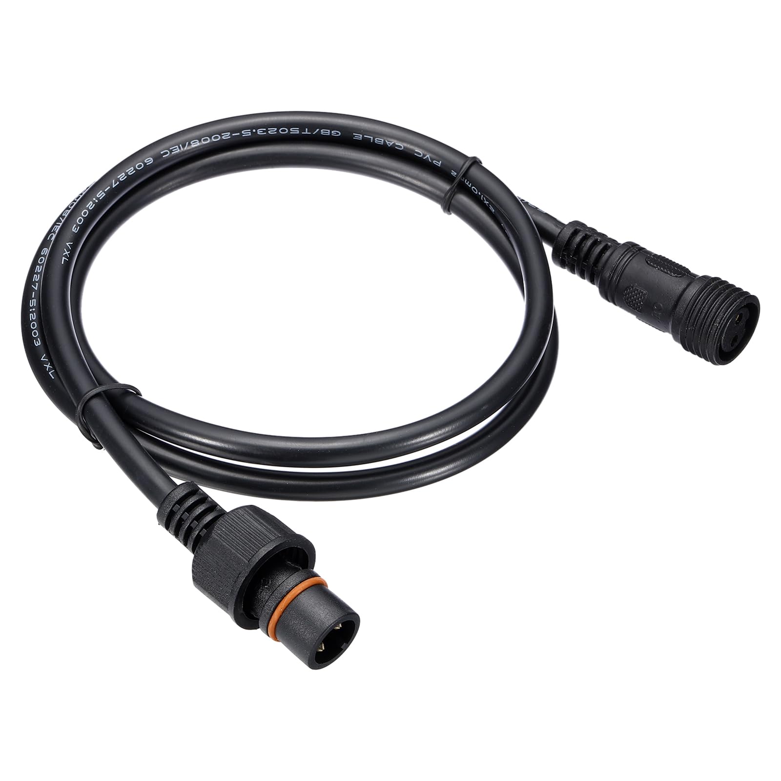 PATIKIL 3.28Ft 2 Pin Extension Cable Wire, 18AWG Waterproof IP67 Connector with Male and Female at Both Ends for LED Strips, Black