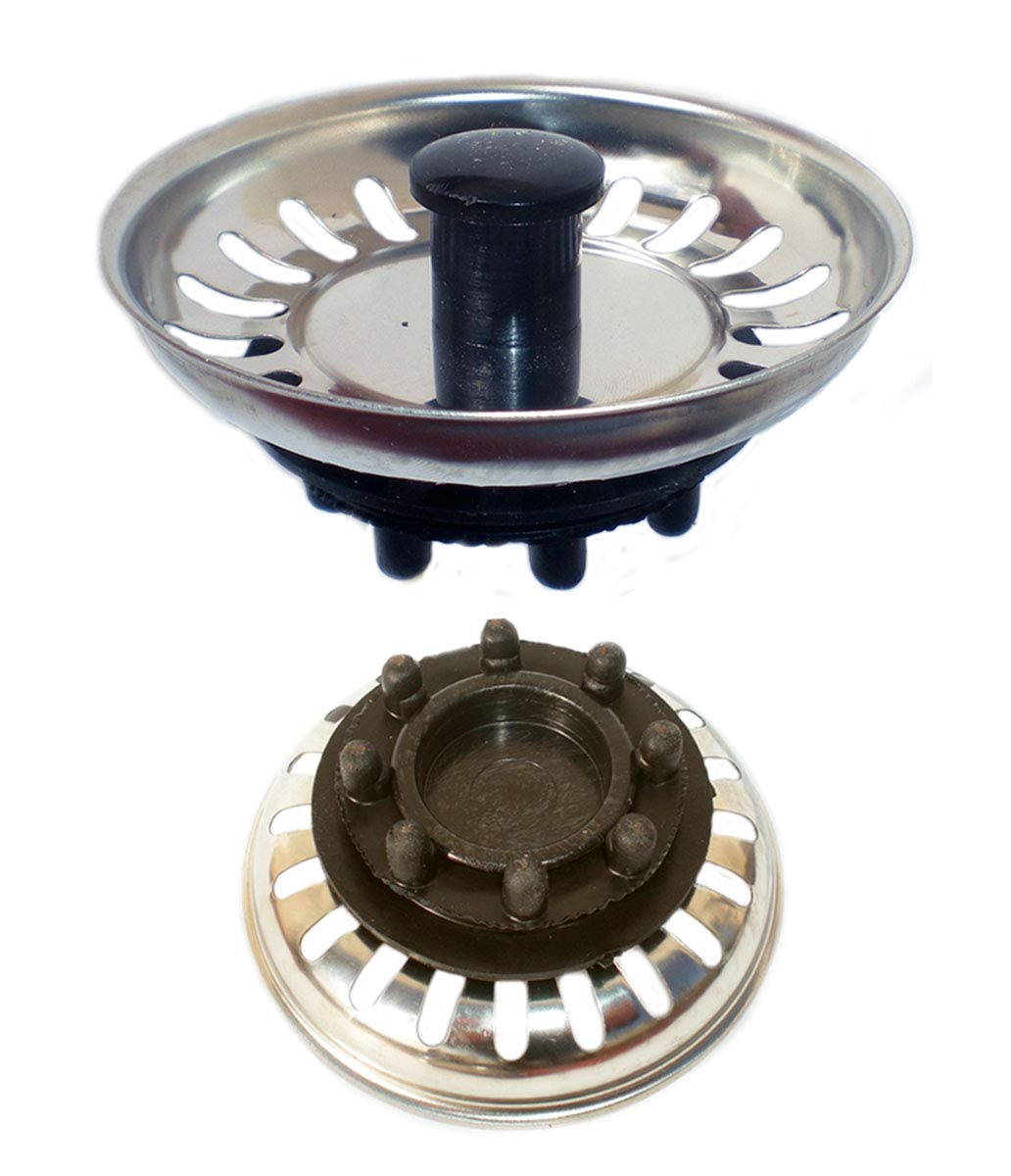 Kibath 200403 Stainless Steel Sink Stopper Rubber Closure. Diameter 8 cm. Gloss Black Finish, Shiny Chrome