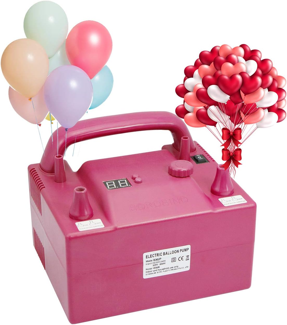 Electric Air Balloon Pump, Portable 17000-19000Pa 800W 5 Inch Balloons Professional Inflator Used As Electric Balloon Blower Pump with 4 Nozzles for Party Events Christmas Holiday