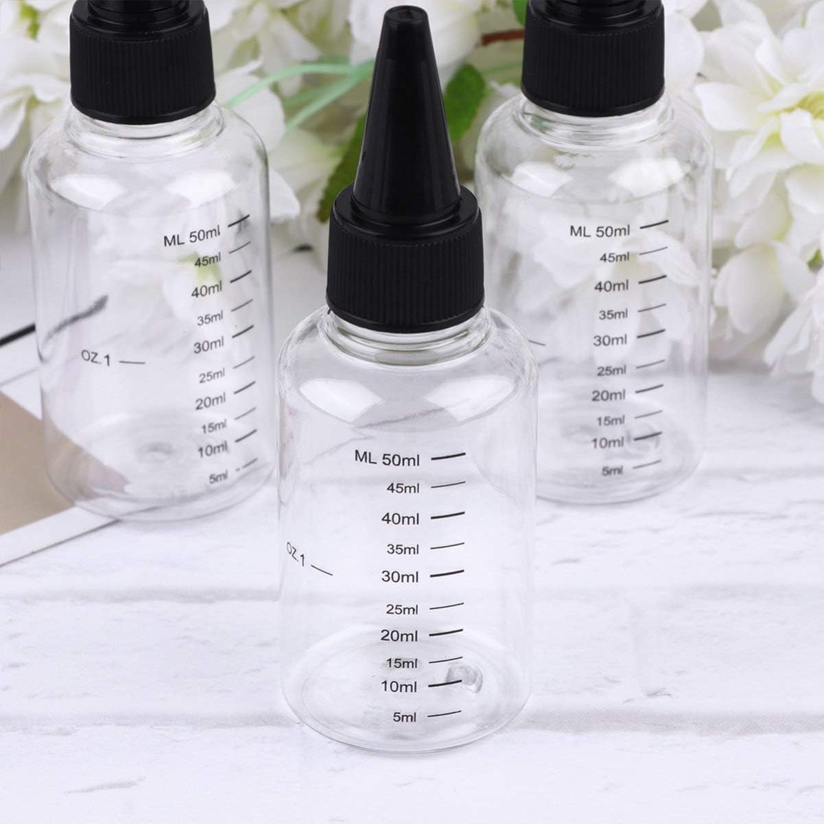 Healifty 10pcs Plastic Small Squeeze Bottles with Twist On Cap Lids for Sauce Condiments Dressing Paint Olive Oil BBQ 60ML - Image 5