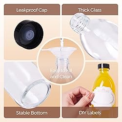8oz Clear Glass Bottle with Lids, 3 Pack Round