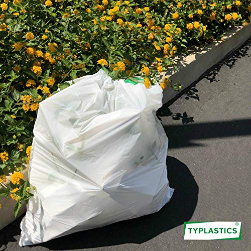 TYPLASTICS 30 Gallon Large White Drawstring Trash Bags - Industrial Garbage Bag - 72 Count - Thumbnail 3
