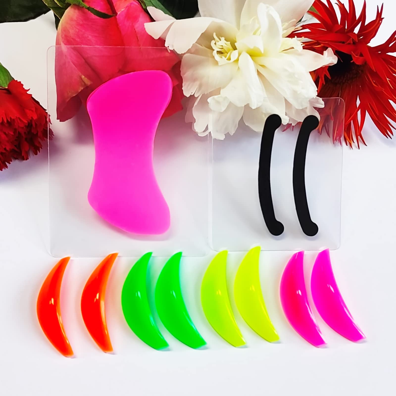 PERMANIA Lash Lift Rods, Rainbow Soft Silicone Pads L Curls for Eyelash Perm Kit 3 in 1 with Eyelash Lifting Ribbon & Reusable Eye Patches for Different Eye Shapes