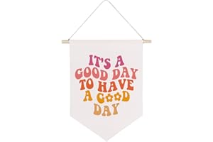 QODUNG It's A Good Day to Have A Good Day Canvas Banner,Groovy Aesthetic Trendy Room Decor,Wall Hanging Pennant Flag Canvas Banner for Kids Room Classroom Playroom Nursery