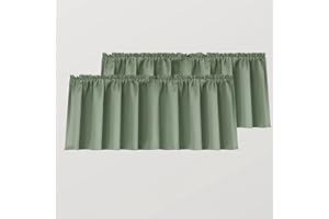 MRS.NATURALL Sage Green Bathroom Curtains Window Valance Room Darkening Blackout Valances for Kitchen Living Room Bedroom 52 x 18 Inch Length Light Green