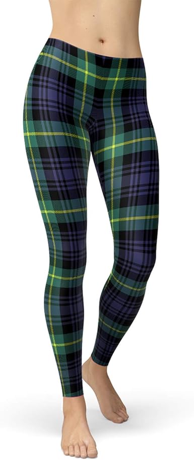 green plaid women's pants