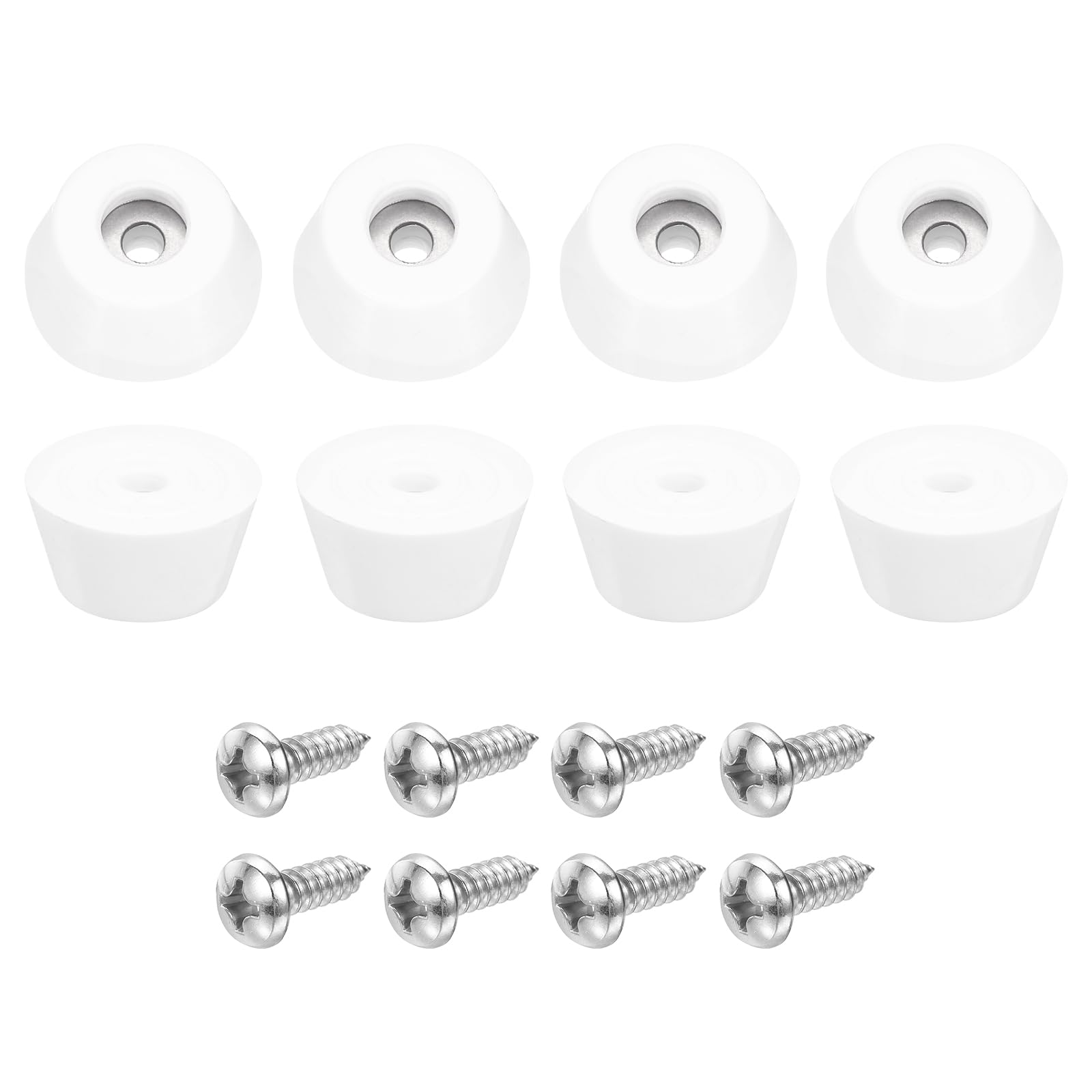 uxcell 8Pcs Rubber Bumper Feet, 15mm H x 30mm W Round Pads with Stainless Steel Washer and Screws for Furniture, Appliances, Electronics