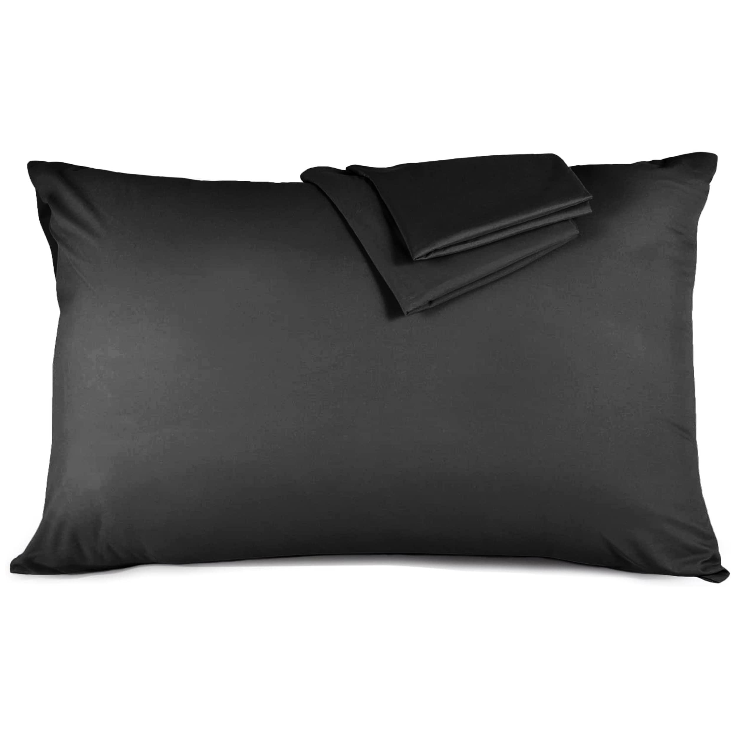 Hafaa Black Pillowcases 2 Pack Brushed Microfiber Plain Pillow Cases with Envelop Closure – Wrinkle & Fade Resistant Pillow Cover, 50x75 cm — image 1
