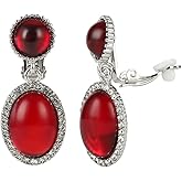 YINLI Classic Crystal Dangle Clip on Earrings Halo Drop Earrings for Women