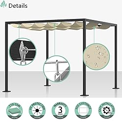 SunnyRoyal Beige 7'x12' Waterproof Pergola Shade