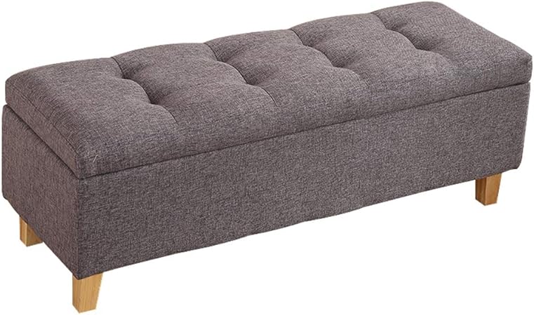 Taburete Redondo Caja de Almacenamiento Reposapiés Sofá con Tapa Baúl