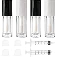 Qeuly Leere Lipgloss-Tuben, 6 Ml, Mit Applikator – 4 Stück, Bunte Kappen, DIY-freundlich