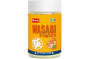 Besway Wasabi Powder 6 oz, Japanese Flavor, All-Natural, Gluten-Free, Made in China Perfect for Sushi, Sashimi, and More(170g)