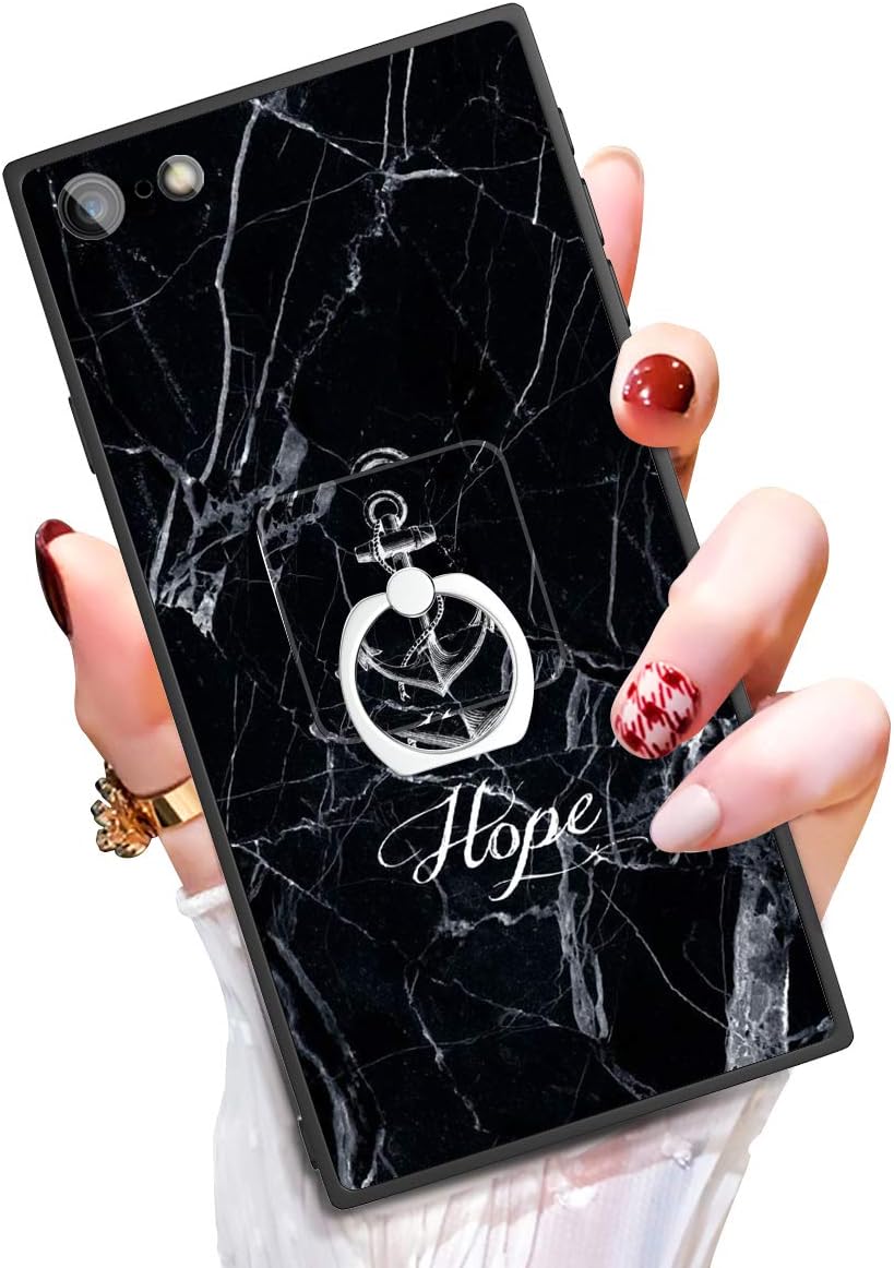 Someseed Case for iPhone 6 Plus iPhone 6s Plus Case with Kickstand Black Marble Cover Case with 360 Degree Ring Holder Anti Scratch Durable Full Protective for iPhone 6 Plus / 6s Plus 5.5"