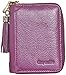 Easyoulife Genuine Leather Credit Card Holder Zipper Wallet With 26 Card Slots (Purple with Metal Zipper)