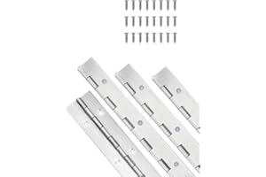 EYSOLD 4PCS 6Inch Classic Silvery Stainless Steel Piano Hinges, 0.05" Thickness, 1.2" Open Width, Includes 24 Screws