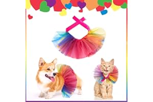 ON-AIRSTORE Pride Month Dogs Cats Costume Skirt Gay Pride Rainbow Adjustable Pet Scarf Collars, Colorful Tutu Costume Accessories for Small Cats Dogs Pets Gay Pride Month Party Daily Clothes Costume Supplies (S)