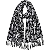 Yeieeo Winter Scarf for Women Leopard Printed Scarf Fall Winter Thick Fashion Fringed Shawl