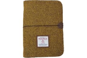 TAILORMAP Harris Tweed A5 Notebook Binder 6 Ring, Wool Fabric Soft Cover Refillable A5 Binder for A5 Refill Paper and A5 Planner Inserts, Notebook Journals for Writing, A5 Size 80 Pages （Mustard Yellow）