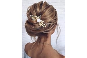 Gorais Flower Bride Wedding Hair Comb Pearl Bridal Hair Pieces Leaf Hair Accessories for Women and Girls (b-gold)